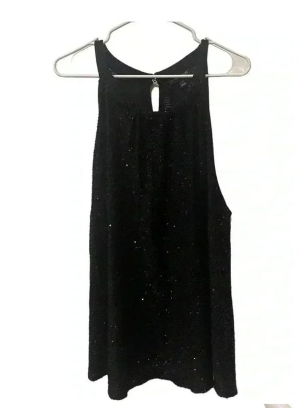 Lane Bryant Black Sequin Sleeveless Keyhole Back Tank Top Plus Size 22/24